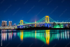 東京お台場レインボーブリッジのスペシャルライトアップ夜景